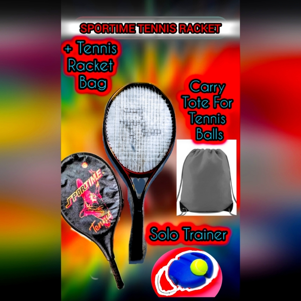 Sportime Adult Tennis Racquet *Titanium + Waterproof 🎾Bag/Trainer/Tote/Glove